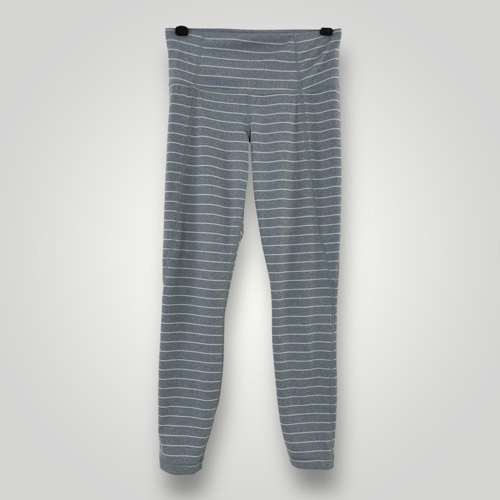 Athleta Chaturanga Leggings Womens XS Gray Stripe High Rise 25 In Ankle Yoga